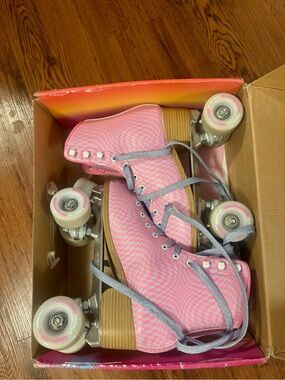 Impala Pink Checkerboard Women's Quad Roller Skates